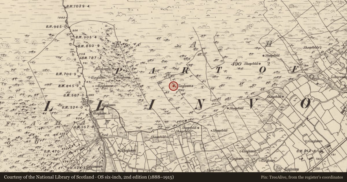 Ordnance Survey six-inch map, 2nd edition (1888–1915) covering the location of Hut site, Fán, County Kerry, with a pin at the register's coordinates