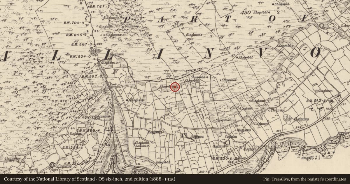 Ordnance Survey six-inch map, 2nd edition (1888–1915) covering the location of Hut site, Gleann Fán, County Kerry, with a pin at the register's coordinates
