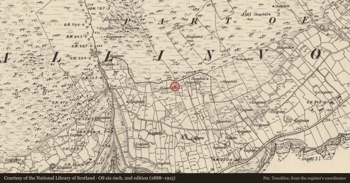 Ordnance Survey six-inch map, 2nd edition (1888–1915) covering the location of Hut site, Gleann Fán, County Kerry, with a pin at the register's coordinates