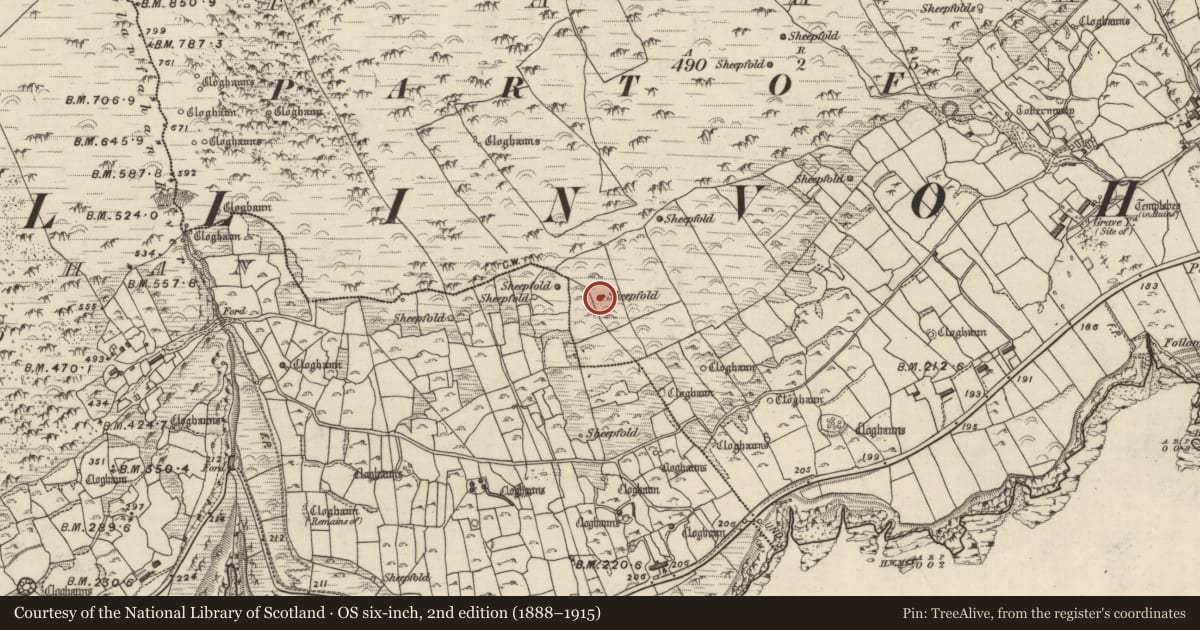 Ordnance Survey six-inch map, 2nd edition (1888–1915) covering the location of Hut site, Fán, County Kerry, with a pin at the register's coordinates