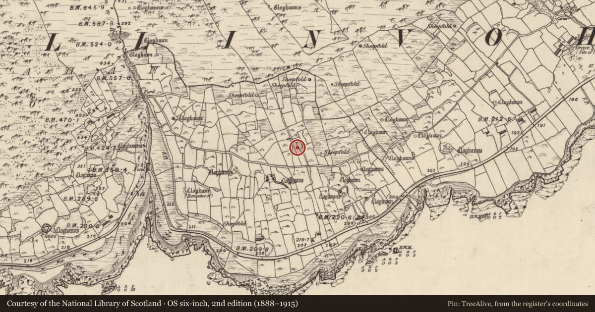 Ordnance Survey six-inch map, 2nd edition (1888–1915) covering the location of Hut site, Gleann Fán, County Kerry, with a pin at the register's coordinates