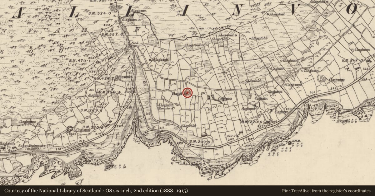 Ordnance Survey six-inch map, 2nd edition (1888–1915) covering the location of Hut site, Gleann Fán, County Kerry, with a pin at the register's coordinates