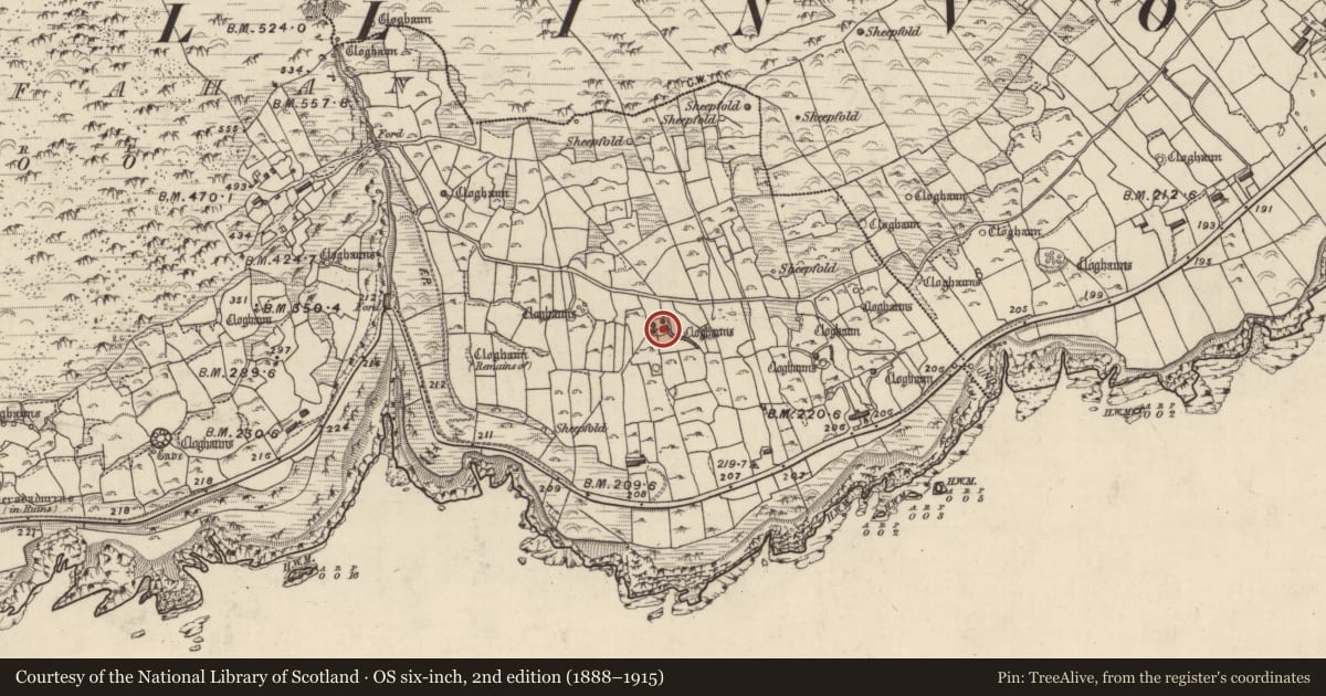 Ordnance Survey six-inch map, 2nd edition (1888–1915) covering the location of Hut site, Gleann Fán, County Kerry, with a pin at the register's coordinates