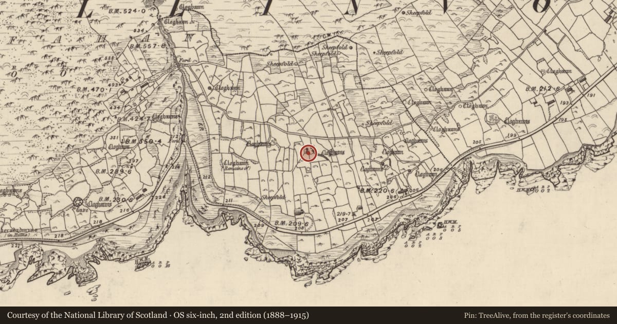 Ordnance Survey six-inch map, 2nd edition (1888–1915) covering the location of Hut site, Gleann Fán, County Kerry, with a pin at the register's coordinates