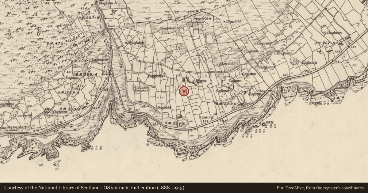 Ordnance Survey six-inch map, 2nd edition (1888–1915) covering the location of Enclosure, Gleann Fán, County Kerry, with a pin at the register's coordinates