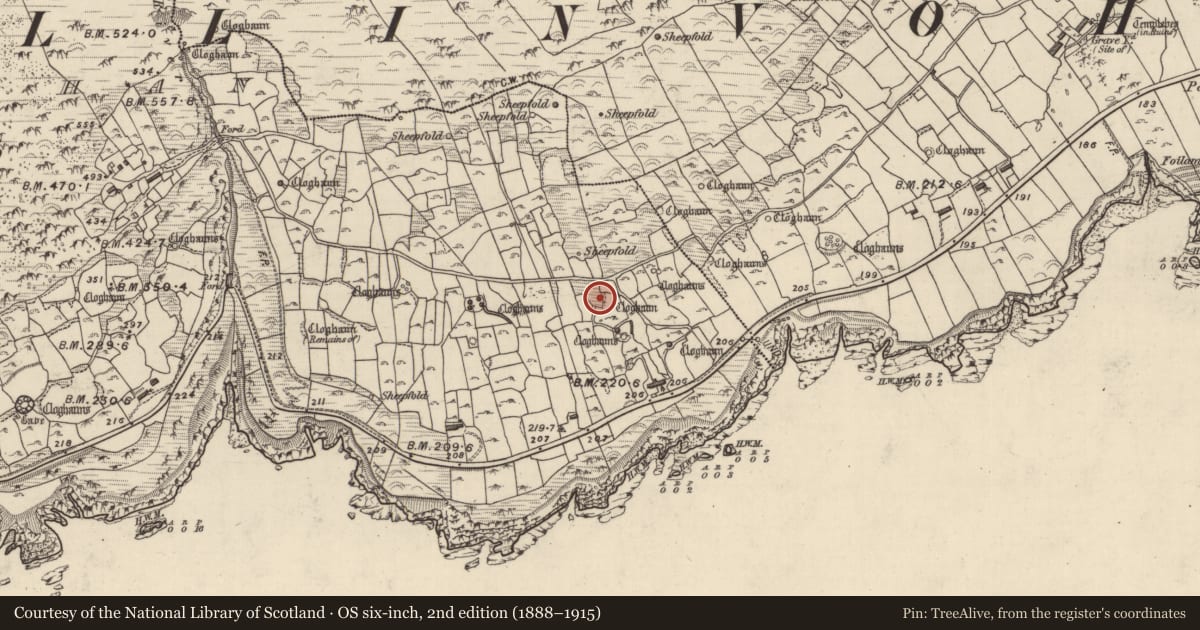 Ordnance Survey six-inch map, 2nd edition (1888–1915) covering the location of Hut site, Gleann Fán, County Kerry, with a pin at the register's coordinates
