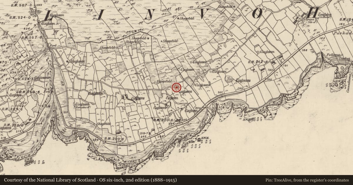 Ordnance Survey six-inch map, 2nd edition (1888–1915) covering the location of Hut site, Gleann Fán, County Kerry, with a pin at the register's coordinates