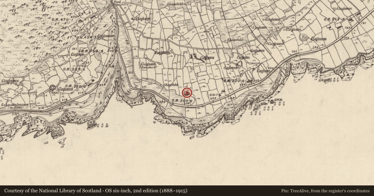 Ordnance Survey six-inch map, 2nd edition (1888–1915) covering the location of Hut site, Gleann Fán, County Kerry, with a pin at the register's coordinates