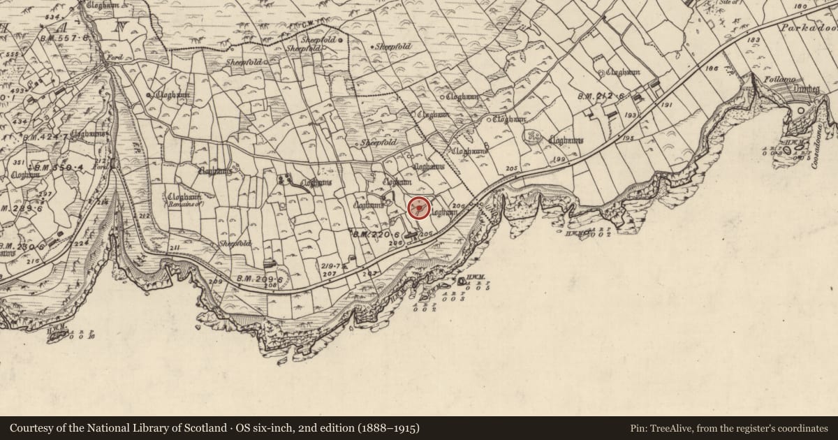 Ordnance Survey six-inch map, 2nd edition (1888–1915) covering the location of Hut site, Gleann Fán, County Kerry, with a pin at the register's coordinates