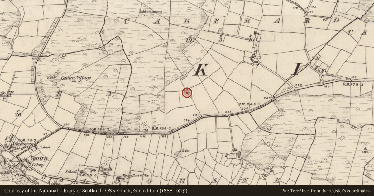 Ordnance Survey six-inch map, 2nd edition (1888–1915) covering the location of Enclosure, An Chathair Aird, County Kerry, with a pin at the register's coordinates