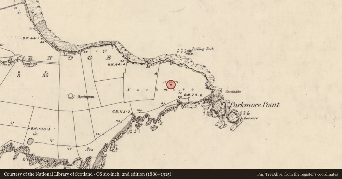 Ordnance Survey six-inch map, 2nd edition (1888–1915) covering the location of Promontory fort - coastal, Cill Fearnóg, County Kerry, with a pin at the register's coordinates