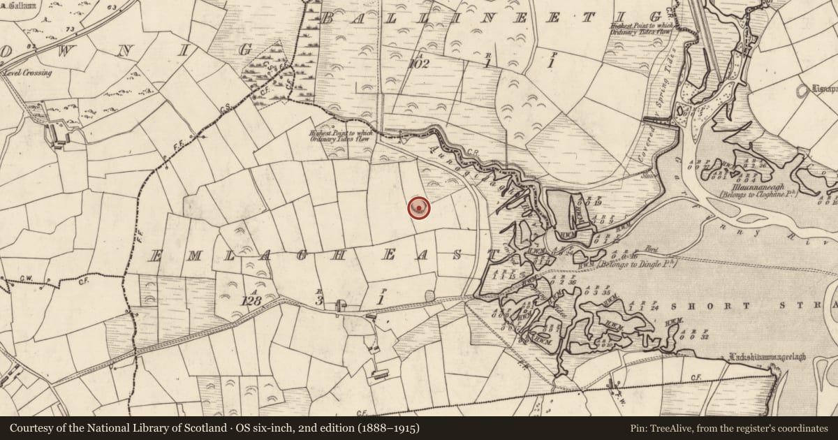 Ordnance Survey six-inch map, 2nd edition (1888–1915) covering the location of Ringfort - rath, Imleach Dhún Séann (TC Na Gleannta), County Kerry, with a pin at the register's coordinates