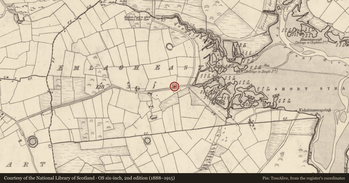 Ordnance Survey six-inch map, 2nd edition (1888–1915) covering the location of Ringfort - rath, Imleach Dhún Séann (TC Na Gleannta), County Kerry, with a pin at the register's coordinates