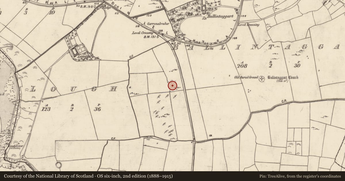 Ordnance Survey six-inch map, 2nd edition (1888–1915) covering the location of Enclosure, Baile An Tsagairt (TC Na Gleannta), County Kerry, with a pin at the register's coordinates