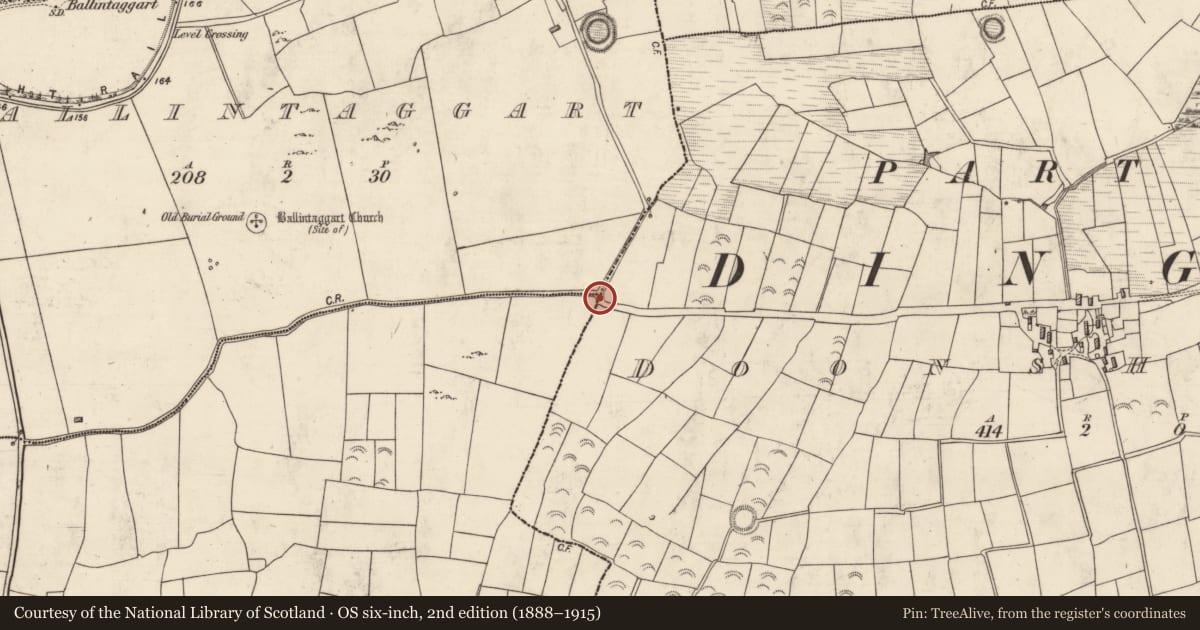 Ordnance Survey six-inch map, 2nd edition (1888–1915) covering the location of Ringfort - rath, County Kerry, with a pin at the register's coordinates
