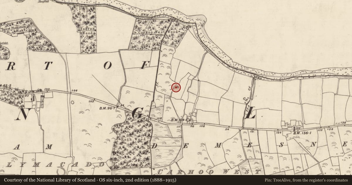 Ordnance Survey six-inch map, 2nd edition (1888–1915) covering the location of Mound, An Cheathrú Thiar, County Kerry, with a pin at the register's coordinates