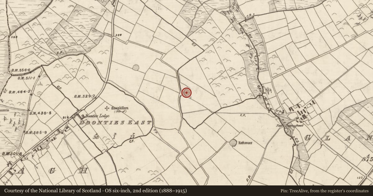 Ordnance Survey six-inch map, 2nd edition (1888–1915) covering the location of Ringfort - rath, An Eaglais (Corca Dhuibhne), County Kerry, with a pin at the register's coordinates