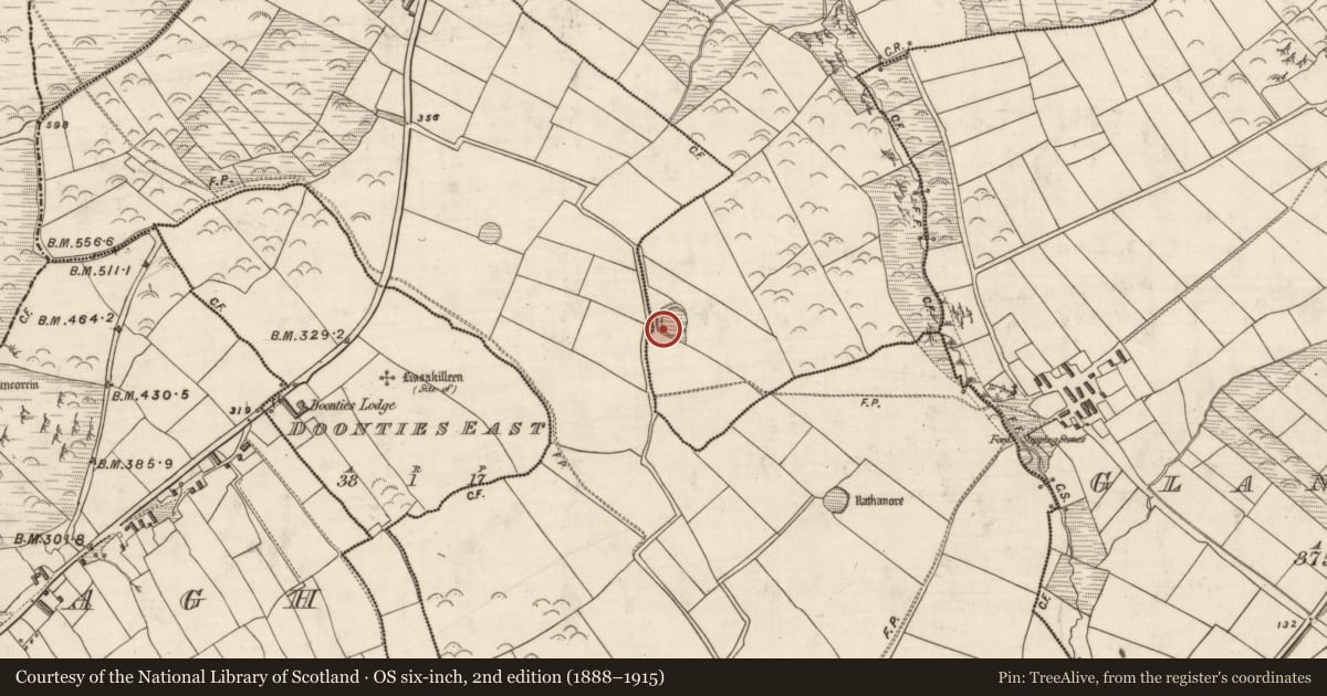 Ordnance Survey six-inch map, 2nd edition (1888–1915) covering the location of House - indeterminate date, An Eaglais (Corca Dhuibhne), County Kerry, with a pin at the register's coordinates