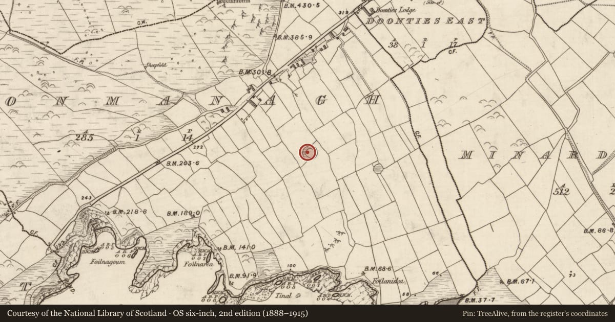Ordnance Survey six-inch map, 2nd edition (1888–1915) covering the location of Building, Dún Na Manach, County Kerry, with a pin at the register's coordinates