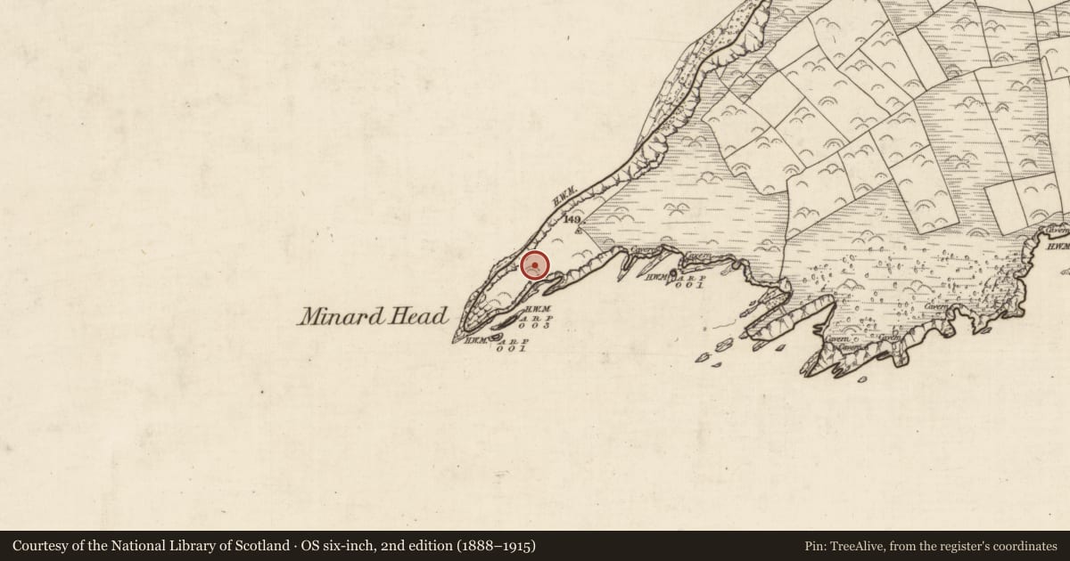 Ordnance Survey six-inch map, 2nd edition (1888–1915) covering the location of Promontory fort - coastal, An Mhín Aird Thiar, County Kerry, with a pin at the register's coordinates