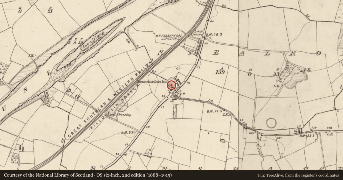 Ordnance Survey six-inch map, 2nd edition (1888–1915) covering the location of Souterrain, Banshagh, County Kerry, with a pin at the register's coordinates