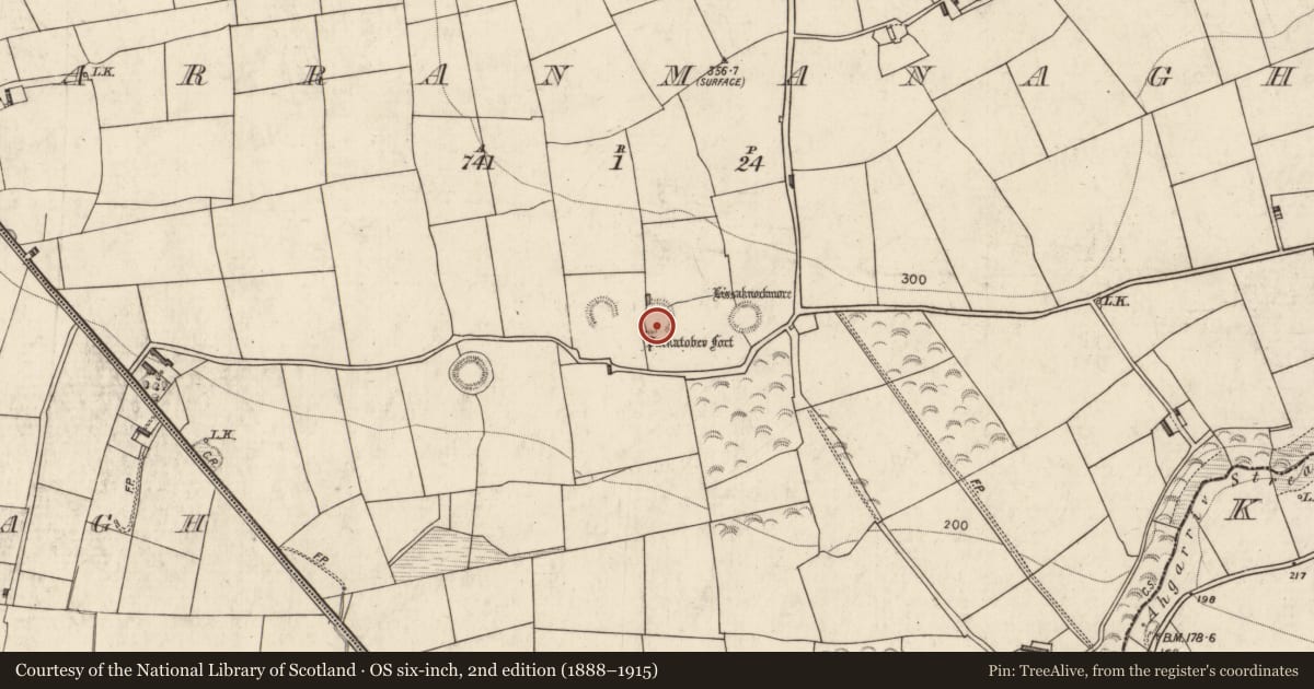 Ordnance Survey six-inch map, 2nd edition (1888–1915) covering the location of Souterrain, Farranmanagh, County Kerry, with a pin at the register's coordinates
