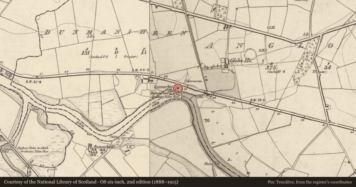 Ordnance Survey six-inch map, 2nd edition (1888–1915) covering the location of Cliff-edge fort, Dunmaniheen, County Kerry, with a pin at the register's coordinates