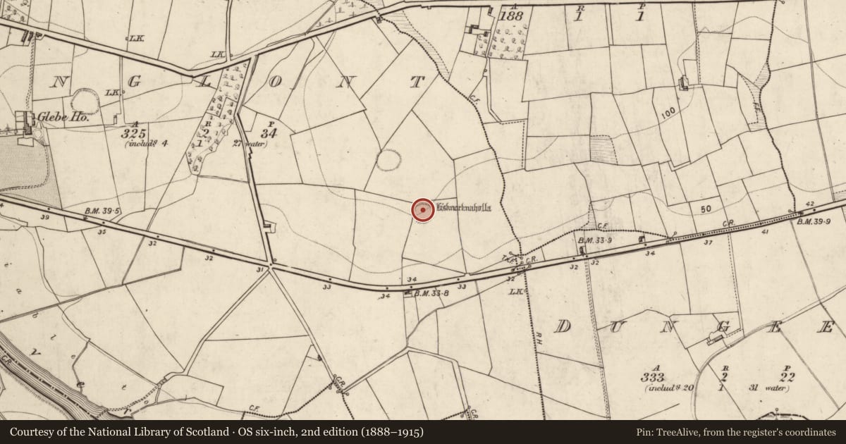 Ordnance Survey six-inch map, 2nd edition (1888–1915) covering the location of Ringfort - rath, Anglont, County Kerry, with a pin at the register's coordinates