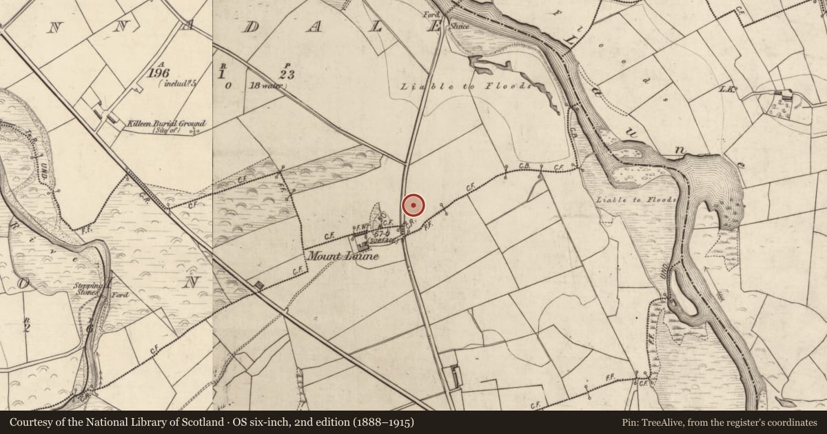 Ordnance Survey six-inch map, 2nd edition (1888–1915) covering the location of Earthwork, Annadale, County Kerry, with a pin at the register's coordinates