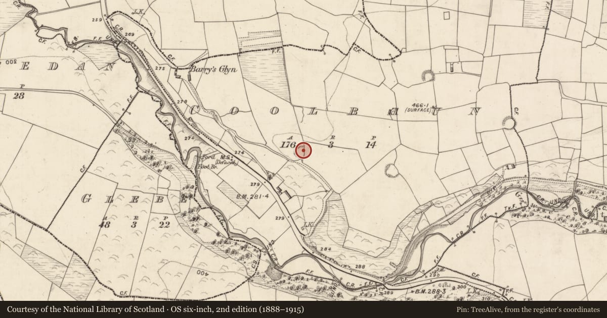 Ordnance Survey six-inch map, 2nd edition (1888–1915) covering the location of Ringfort - rath, Coolbaun (Magunihy By., Kilcummin Par.), County Kerry, with a pin at the register's coordinates
