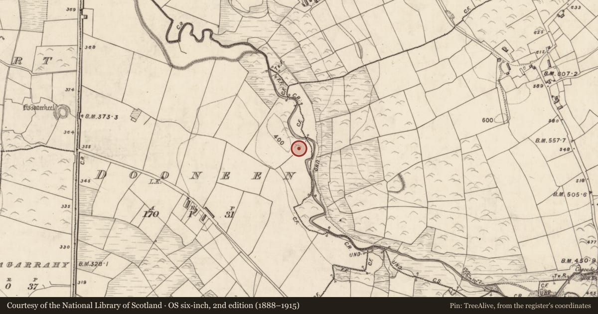 Ordnance Survey six-inch map, 2nd edition (1888–1915) covering the location of Ringfort - rath, Dooneen, County Kerry, with a pin at the register's coordinates