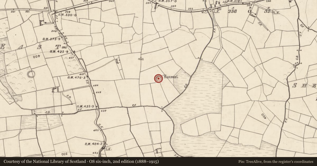 Ordnance Survey six-inch map, 2nd edition (1888–1915) covering the location of Souterrain, Racomane West, County Kerry, with a pin at the register's coordinates