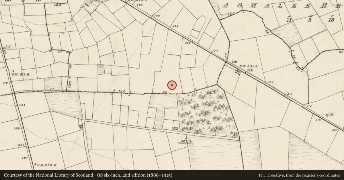 Ordnance Survey six-inch map, 2nd edition (1888–1915) covering the location of Enclosure, Barleymount East, County Kerry, with a pin at the register's coordinates