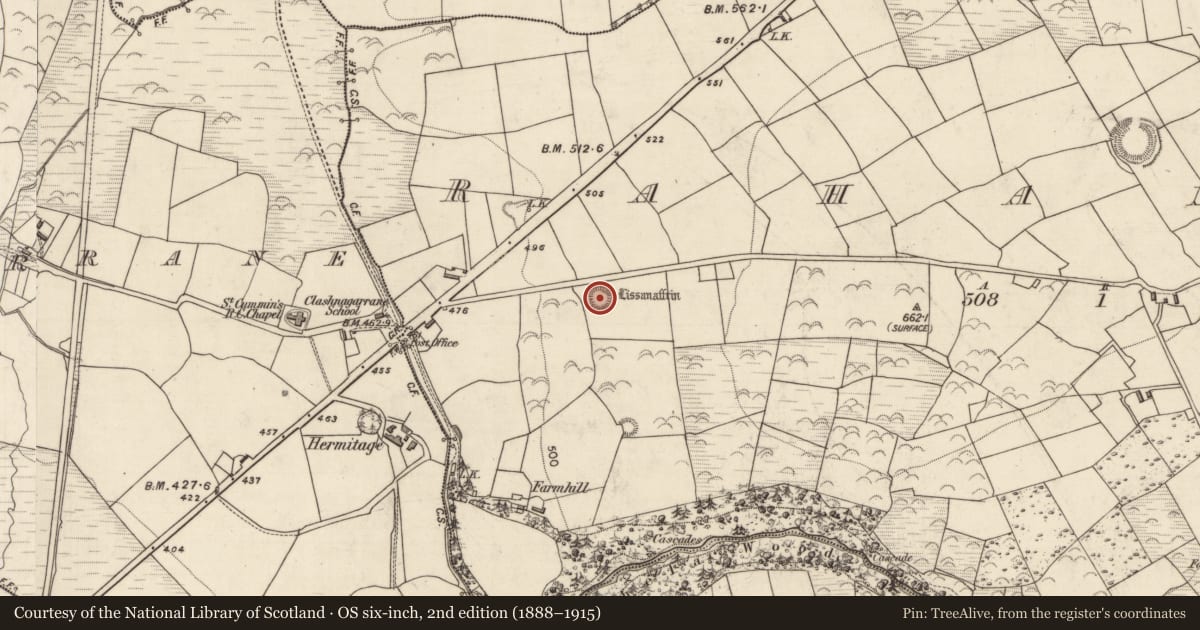 Ordnance Survey six-inch map, 2nd edition (1888–1915) covering the location of Ringfort - rath, Rahanane, County Kerry, with a pin at the register's coordinates