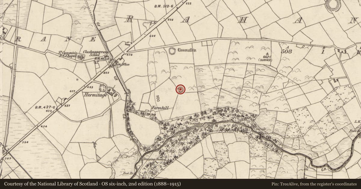 Ordnance Survey six-inch map, 2nd edition (1888–1915) covering the location of Ringfort - rath, Rahanane, County Kerry, with a pin at the register's coordinates