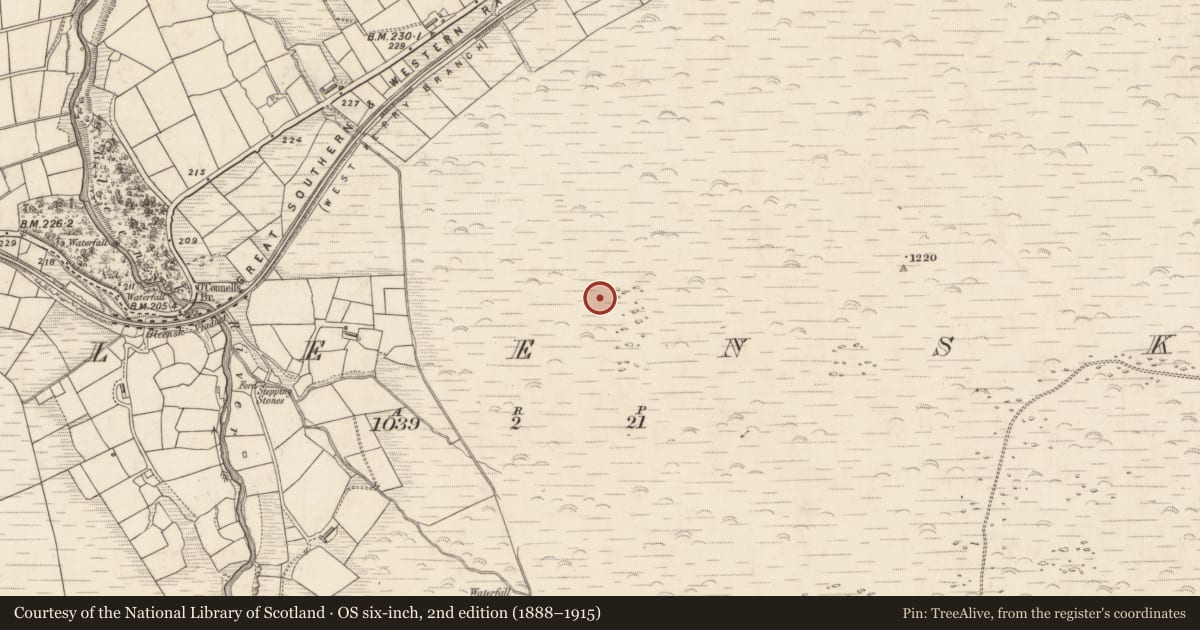 Ordnance Survey six-inch map, 2nd edition (1888–1915) covering the location of Hut site, Gleensk, County Kerry, with a pin at the register's coordinates