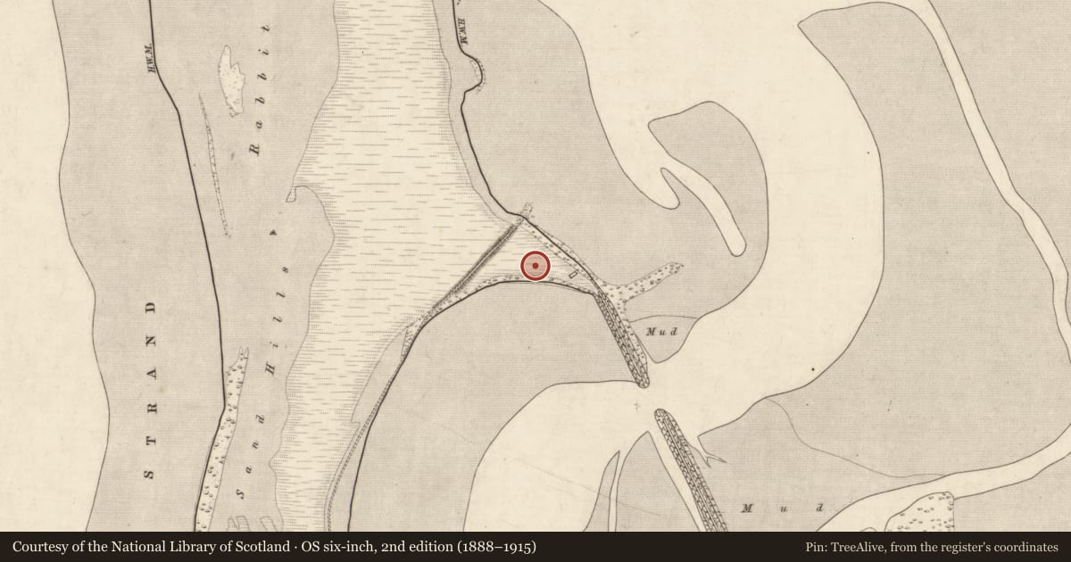 Ordnance Survey six-inch map, 2nd edition (1888–1915) covering the location of Midden, Rossbehy, County Kerry, with a pin at the register's coordinates