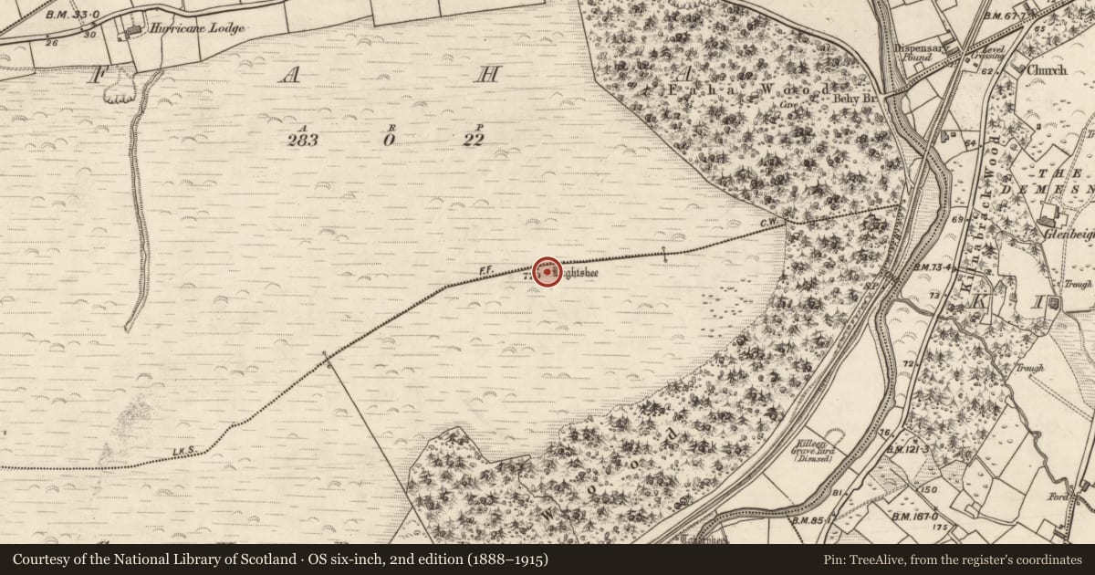 Ordnance Survey six-inch map, 2nd edition (1888–1915) covering the location of Cairn - unclassified, Curra, County Kerry, with a pin at the register's coordinates