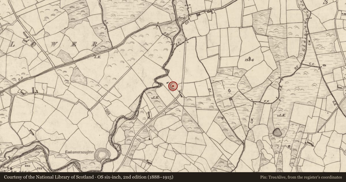 Ordnance Survey six-inch map, 2nd edition (1888–1915) covering the location of Souterrain, Ballyledder, County Kerry, with a pin at the register's coordinates