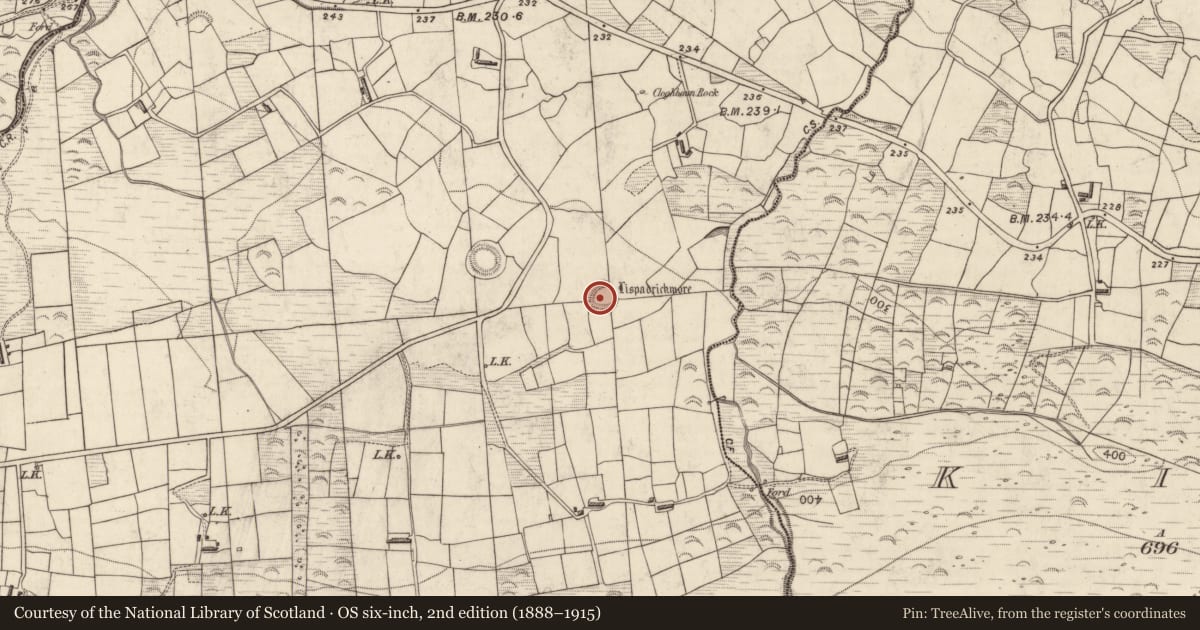 Ordnance Survey six-inch map, 2nd edition (1888–1915) covering the location of Souterrain, Ballyledder, County Kerry, with a pin at the register's coordinates