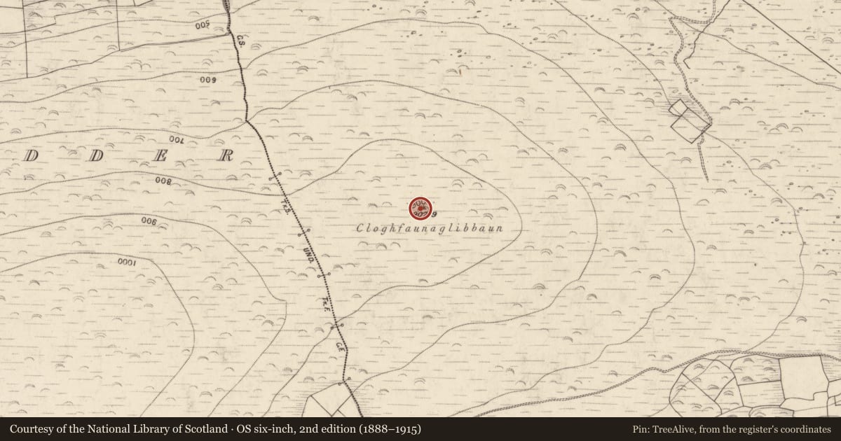 Ordnance Survey six-inch map, 2nd edition (1888–1915) covering the location of Cairn - unclassified, Kill, County Kerry, with a pin at the register's coordinates