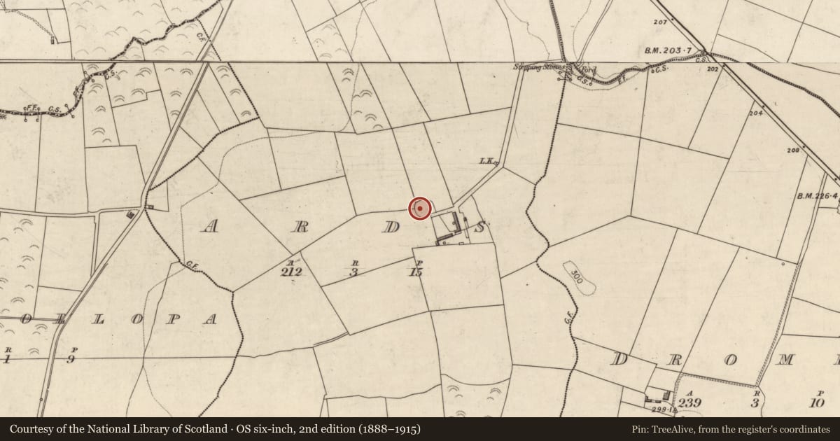 Ordnance Survey six-inch map, 2nd edition (1888–1915) covering the location of Ringfort - rath, Ards, County Kerry, with a pin at the register's coordinates