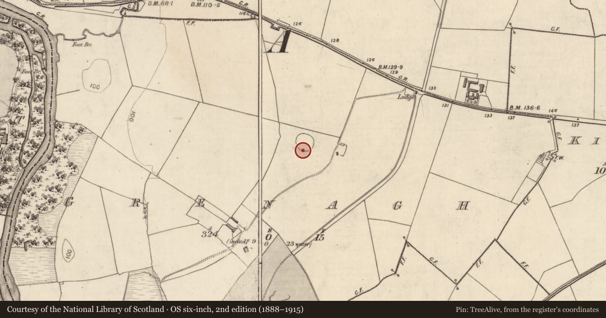 Ordnance Survey six-inch map, 2nd edition (1888–1915) covering the location of Souterrain, Grenagh, County Kerry, with a pin at the register's coordinates