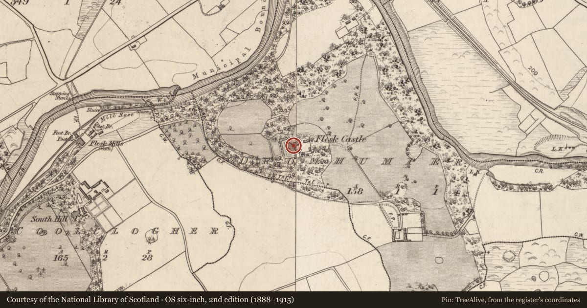 Ordnance Survey six-inch map, 2nd edition (1888–1915) covering the location of Country house, Dromhumper, County Kerry, with a pin at the register's coordinates