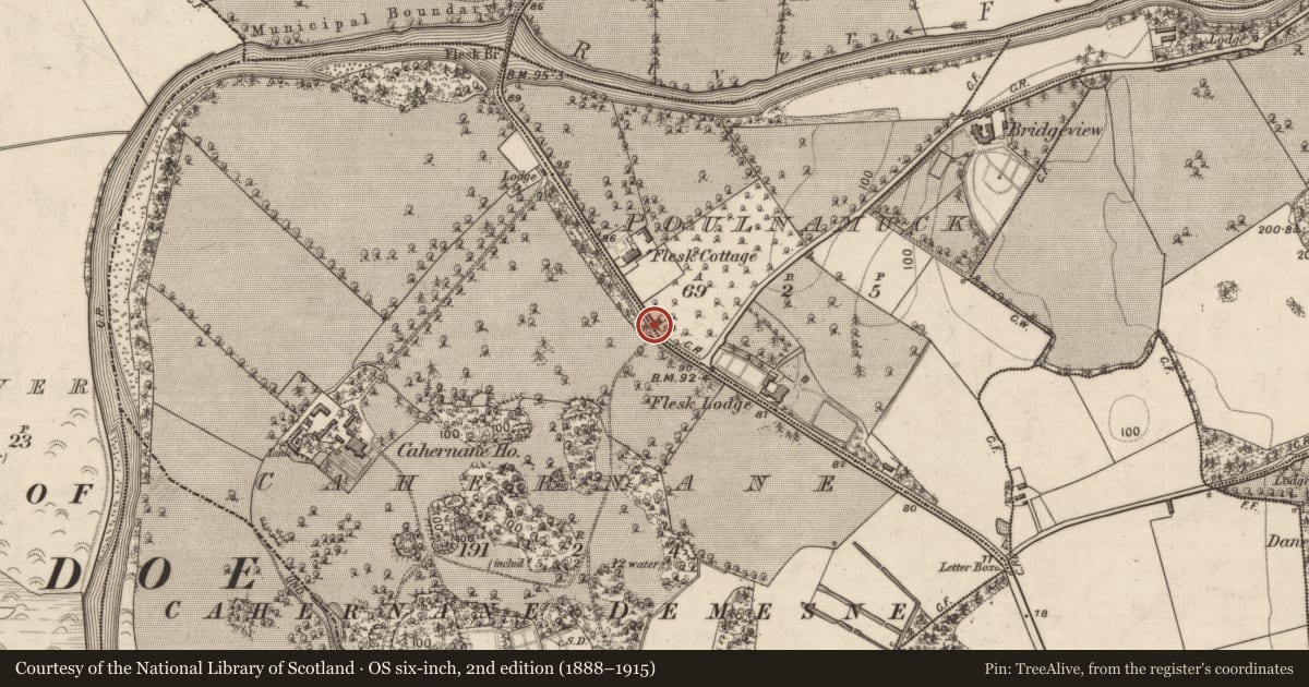 Ordnance Survey six-inch map, 2nd edition (1888–1915) covering the location of Architectural fragment, Poulnamuck, County Kerry, with a pin at the register's coordinates