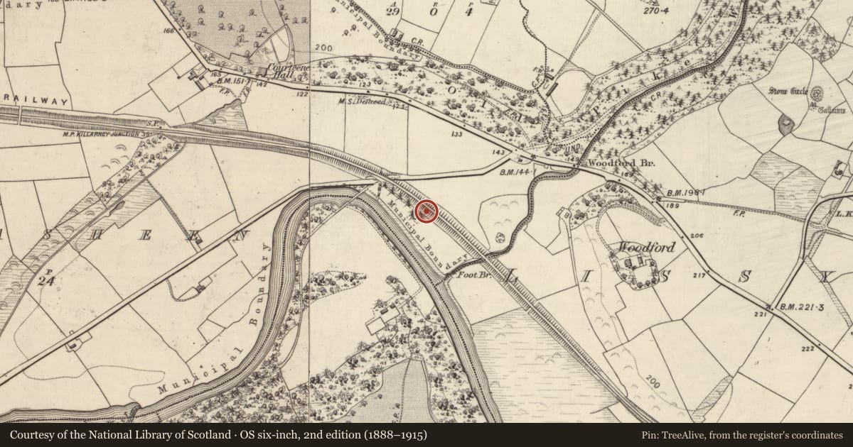 Ordnance Survey six-inch map, 2nd edition (1888–1915) covering the location of Ringfort - rath, Ballycasheen, County Kerry, with a pin at the register's coordinates