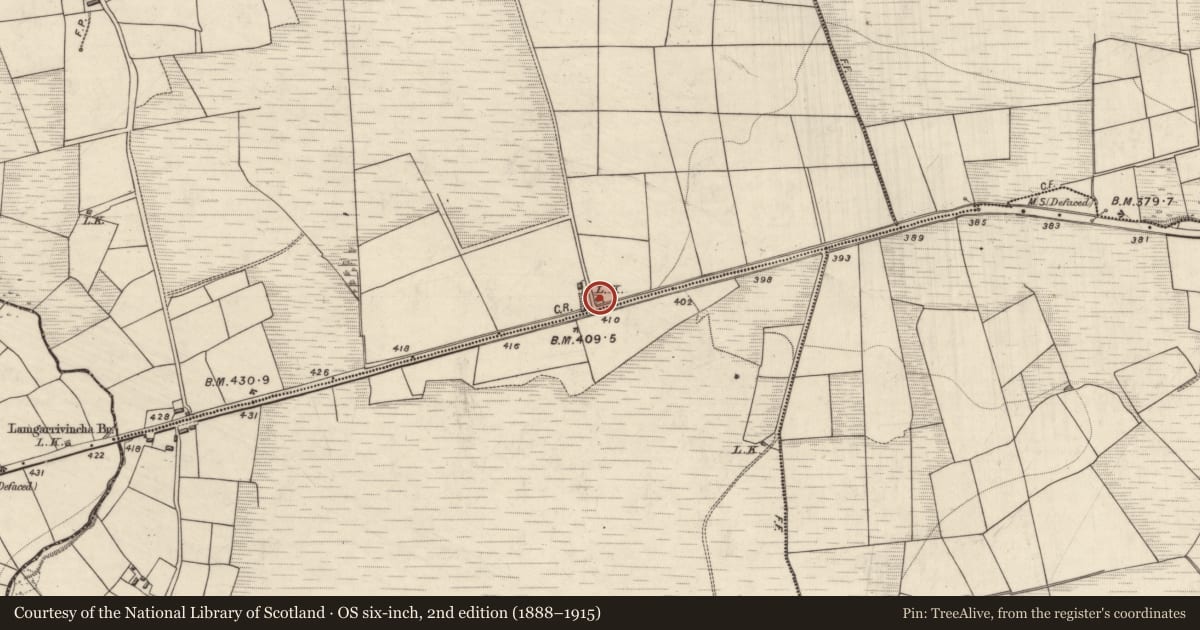 Ordnance Survey six-inch map, 2nd edition (1888–1915) covering the location of Kiln - lime, Knockanarroor, County Kerry, with a pin at the register's coordinates