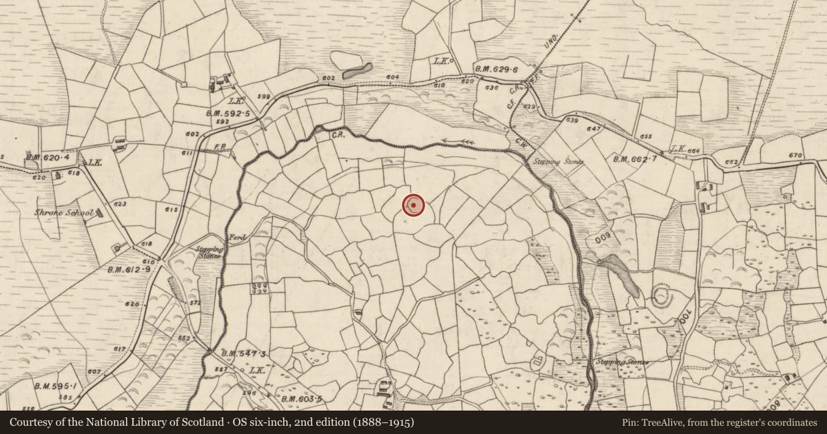 Ordnance Survey six-inch map, 2nd edition (1888–1915) covering the location of Ringfort - cashel, Gortnagane, County Kerry, with a pin at the register's coordinates