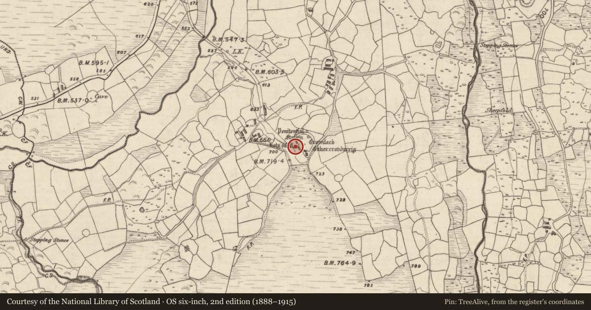 Ordnance Survey six-inch map, 2nd edition (1888–1915) covering the location of Ritual site - holy well, Gortnagane, County Kerry, with a pin at the register's coordinates