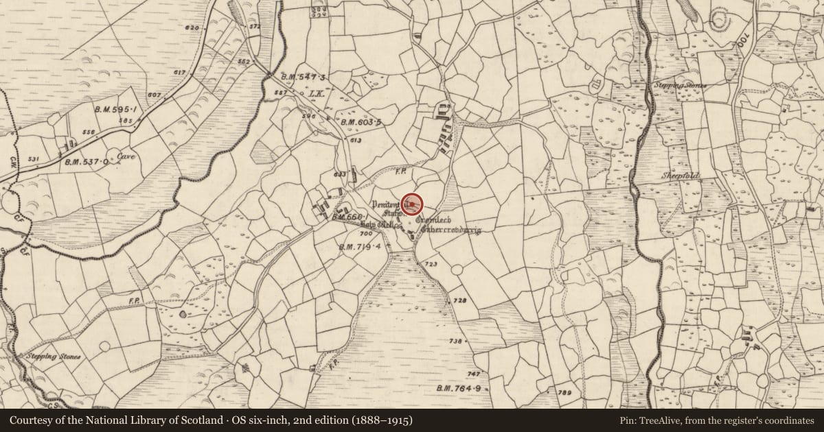 Ordnance Survey six-inch map, 2nd edition (1888–1915) covering the location of Well, Gortnagane, County Kerry, with a pin at the register's coordinates